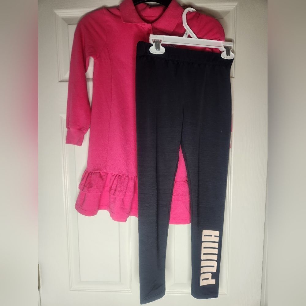 Girl's 6-8 years  Lot of  2 Pieces Dress Pink Nike& Pants Puma Black